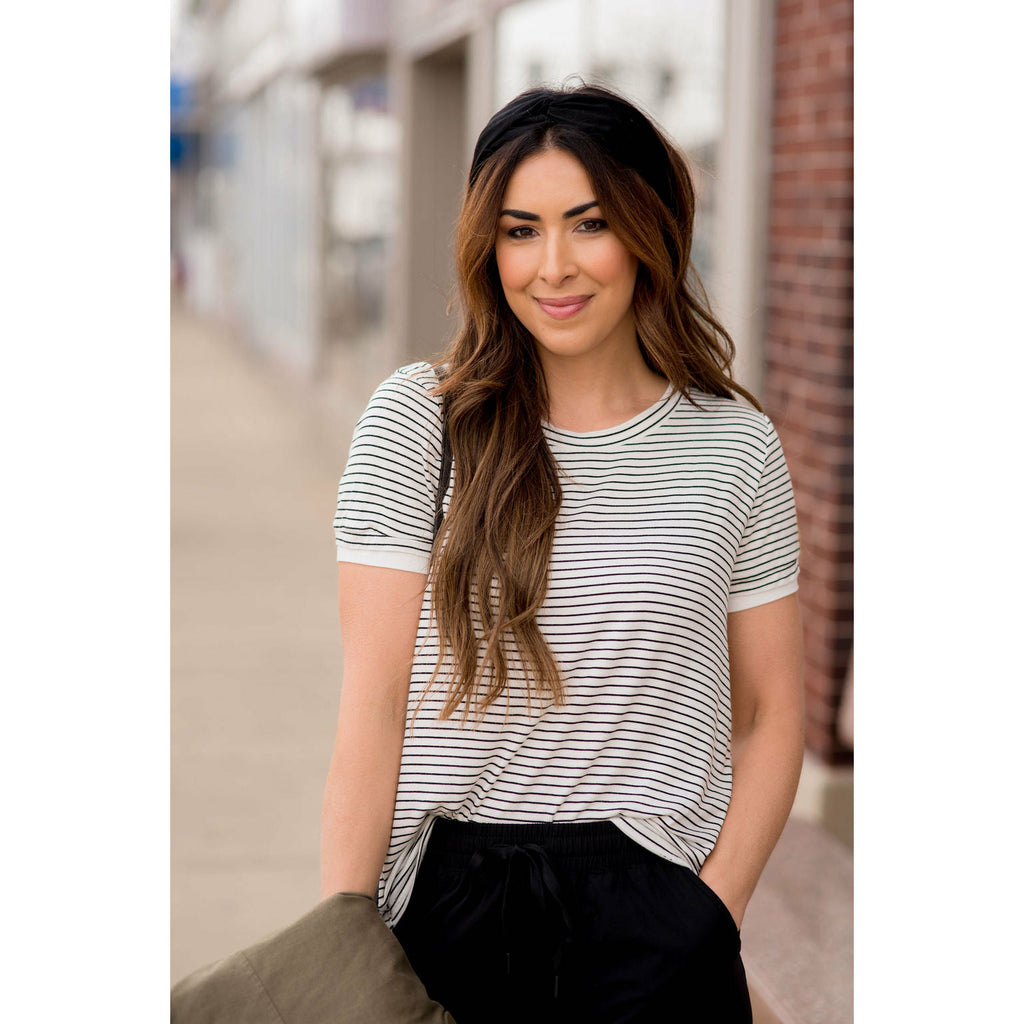 Solid Layered Striped Tee - Betsey's Boutique Shop