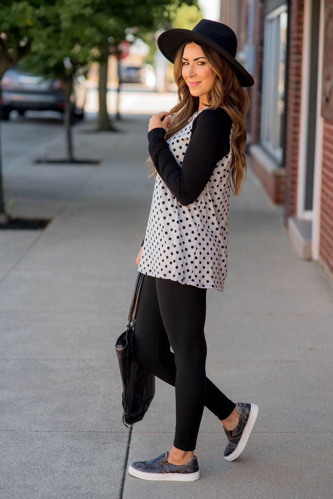 Polka Dot Baseball Tee - Betsey's Boutique Shop - Shirts & Tops