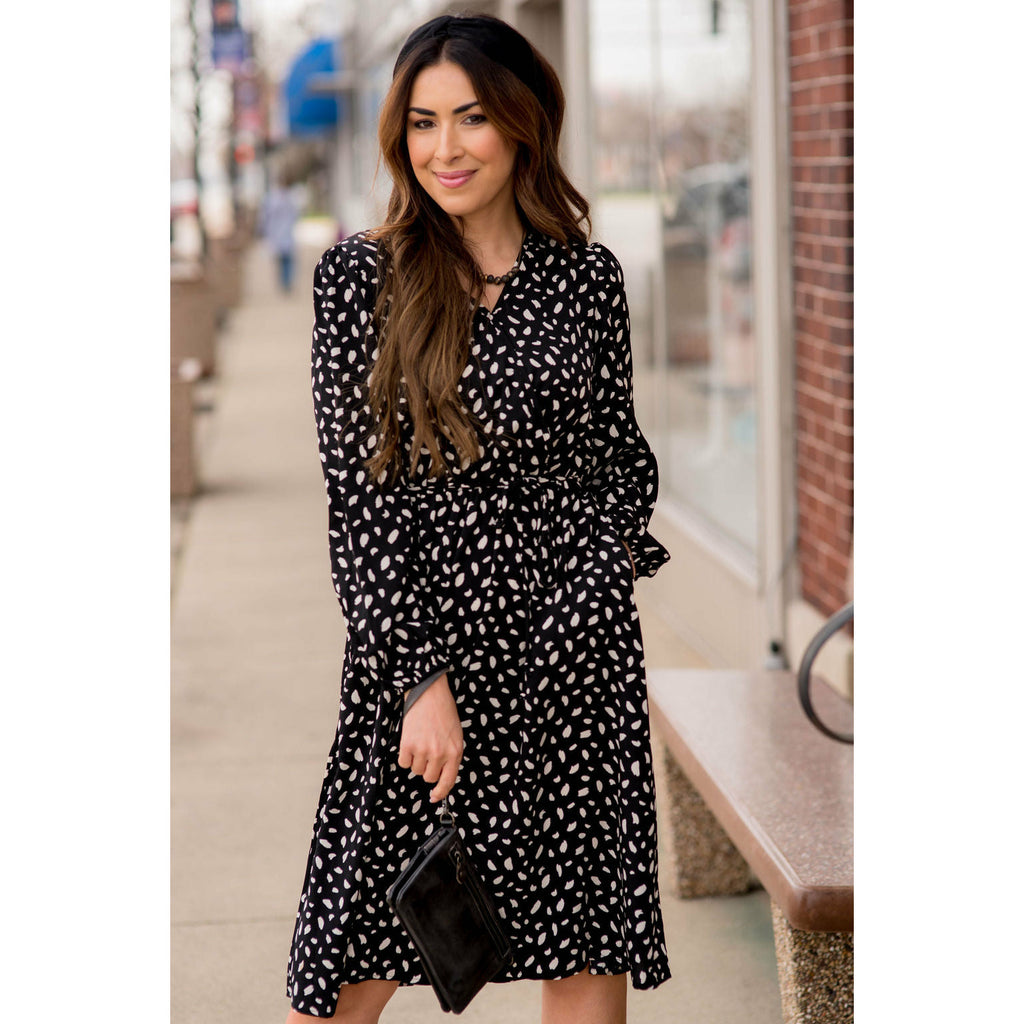 Speckled Long Sleeve Dress - Betsey's Boutique Shop