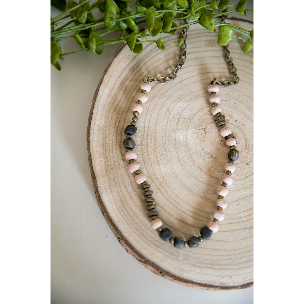 Bel Koz Mixed Charcoal Squared Single Clay Necklace - Betsey's Boutique Shop