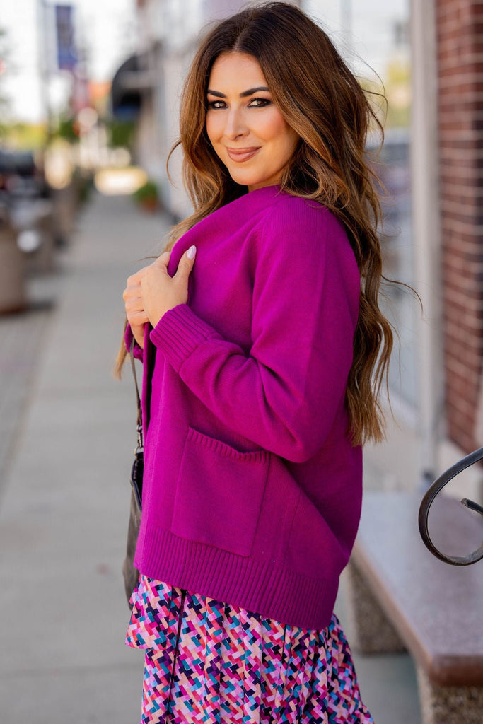 Thick Ribbed Trim Cardigan - Betsey's Boutique Shop -