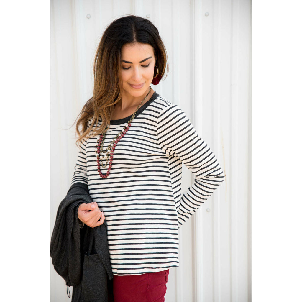 Striped Cotton Slub Tee - Betsey's Boutique Shop