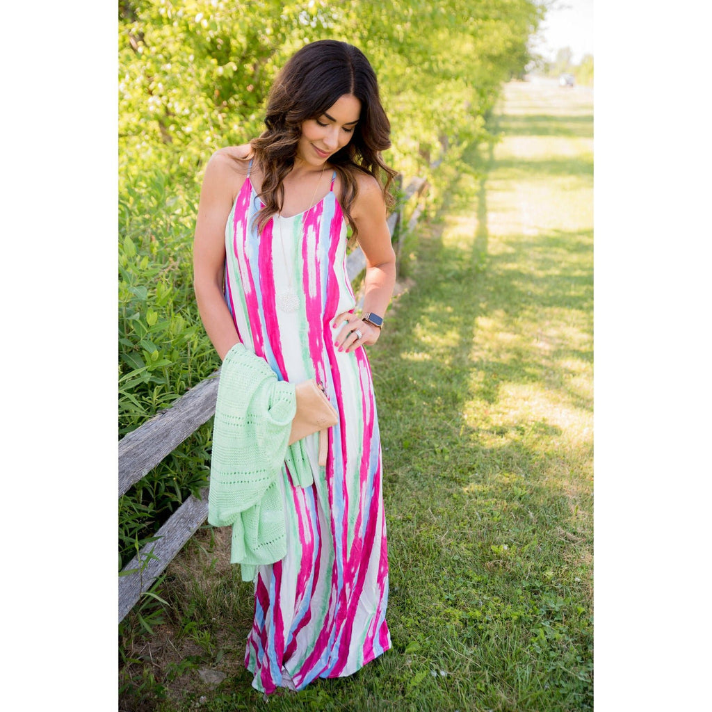 Brush Stroked Maxi Dress - Betsey's Boutique Shop