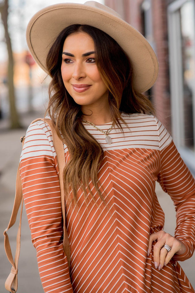 Striped Top Chevron Tee - Betsey's Boutique Shop -