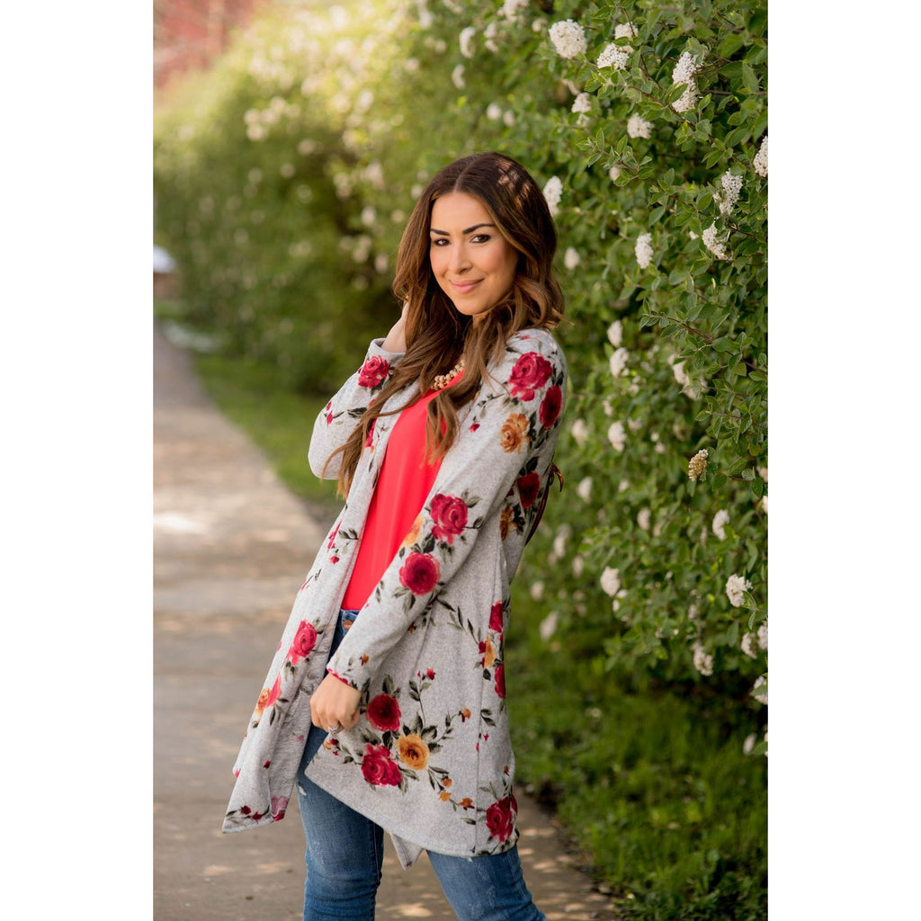 Floral Tunic Cardigan - Betsey's Boutique Shop - Coats & Jackets