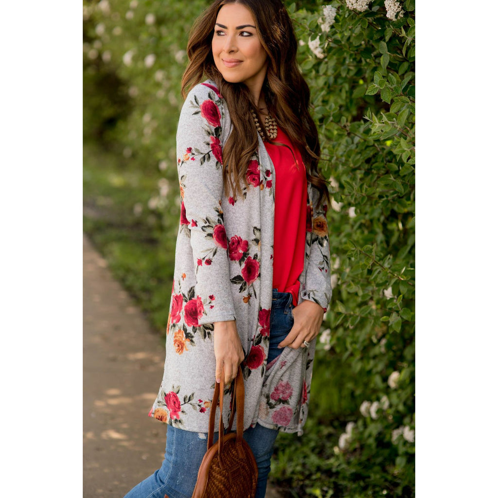 Floral Tunic Cardigan - Betsey's Boutique Shop - Coats & Jackets