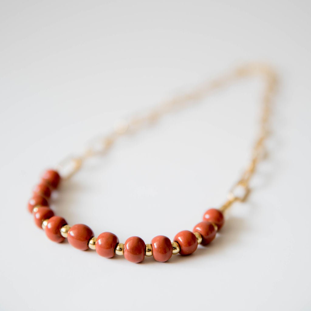 Bel Koz Gold Single Strand Clay Necklace - Betsey's Boutique Shop -