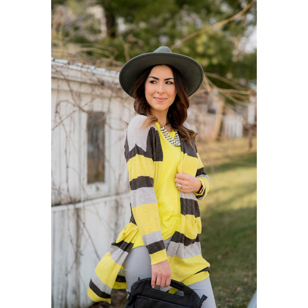 Lemon Lime Shades of Grey Cardigan - Betsey's Boutique Shop