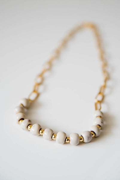 Bel Koz Gold Single Strand Clay Necklace