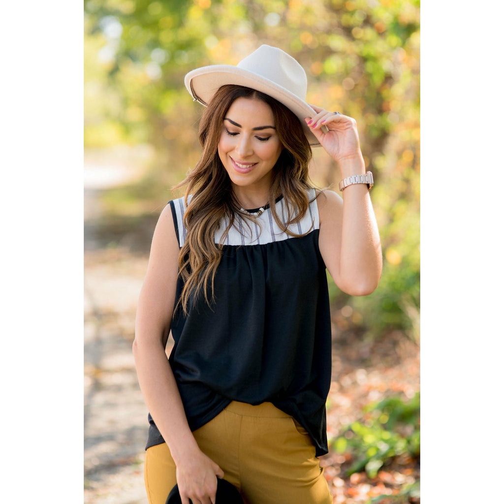 Striped Neckline Tank - Betsey's Boutique Shop