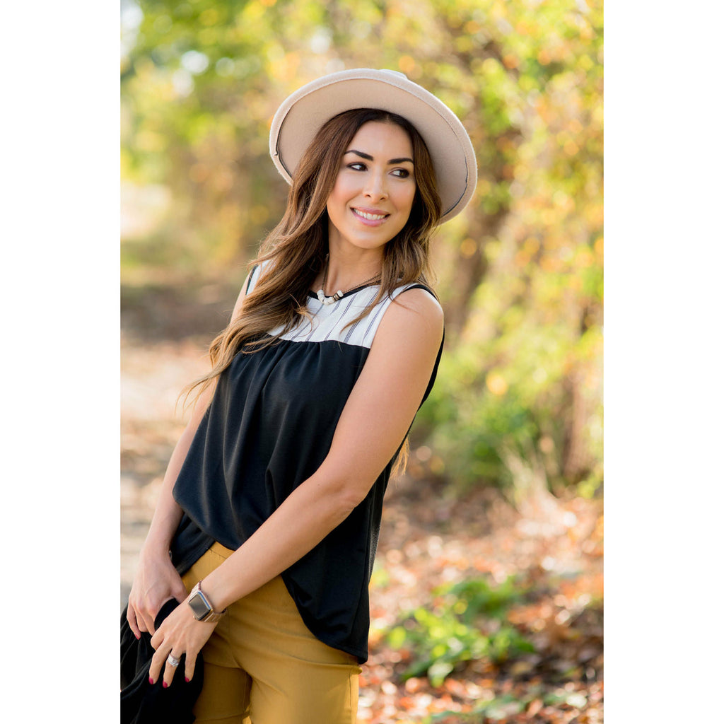 Striped Neckline Tank - Betsey's Boutique Shop