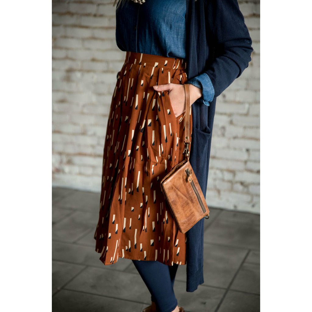 Cognac Printed Skirt - Betsey's Boutique Shop