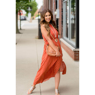 Pinstriped Halter Maxi - Betsey's Boutique Shop