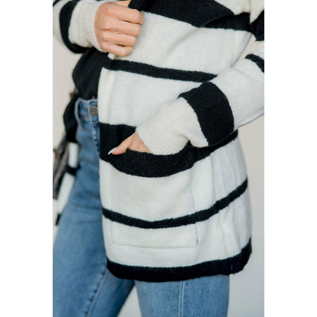 Multi Size Stripe Cardigan - Betsey's Boutique Shop - Coats & Jackets