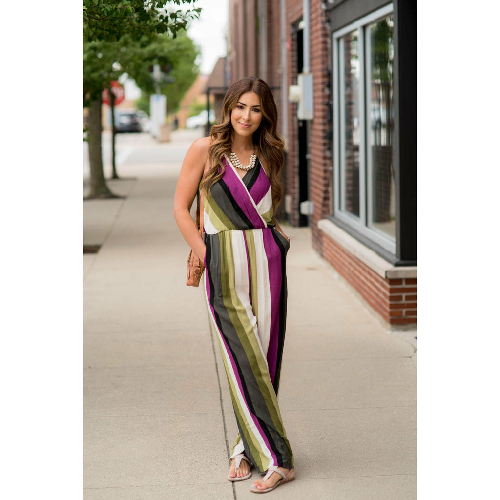 Multi Colored Striped Jumpsuit - Betsey's Boutique Shop