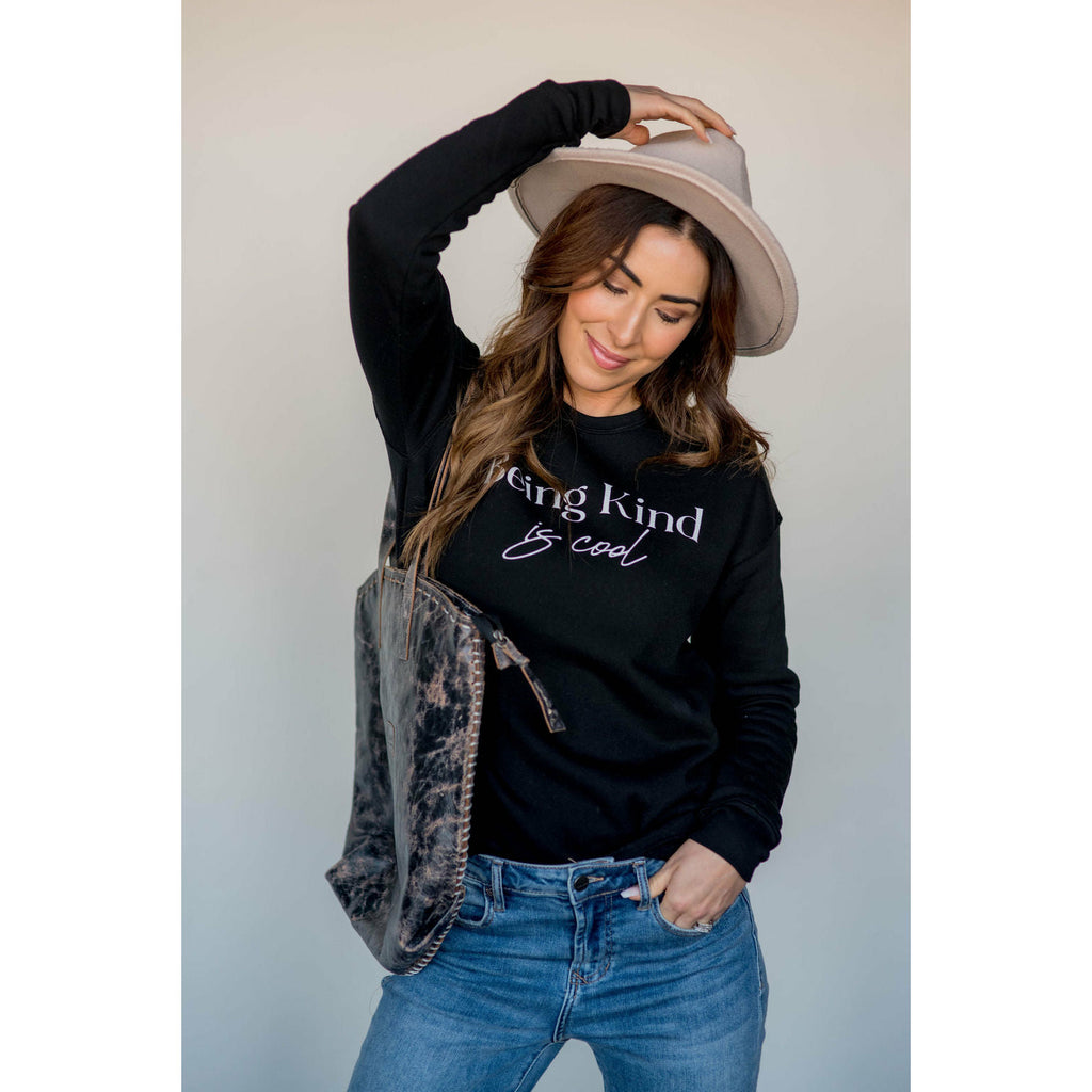 Being Kind Is Cool Graphic Sweatshirt - Betsey's Boutique Shop