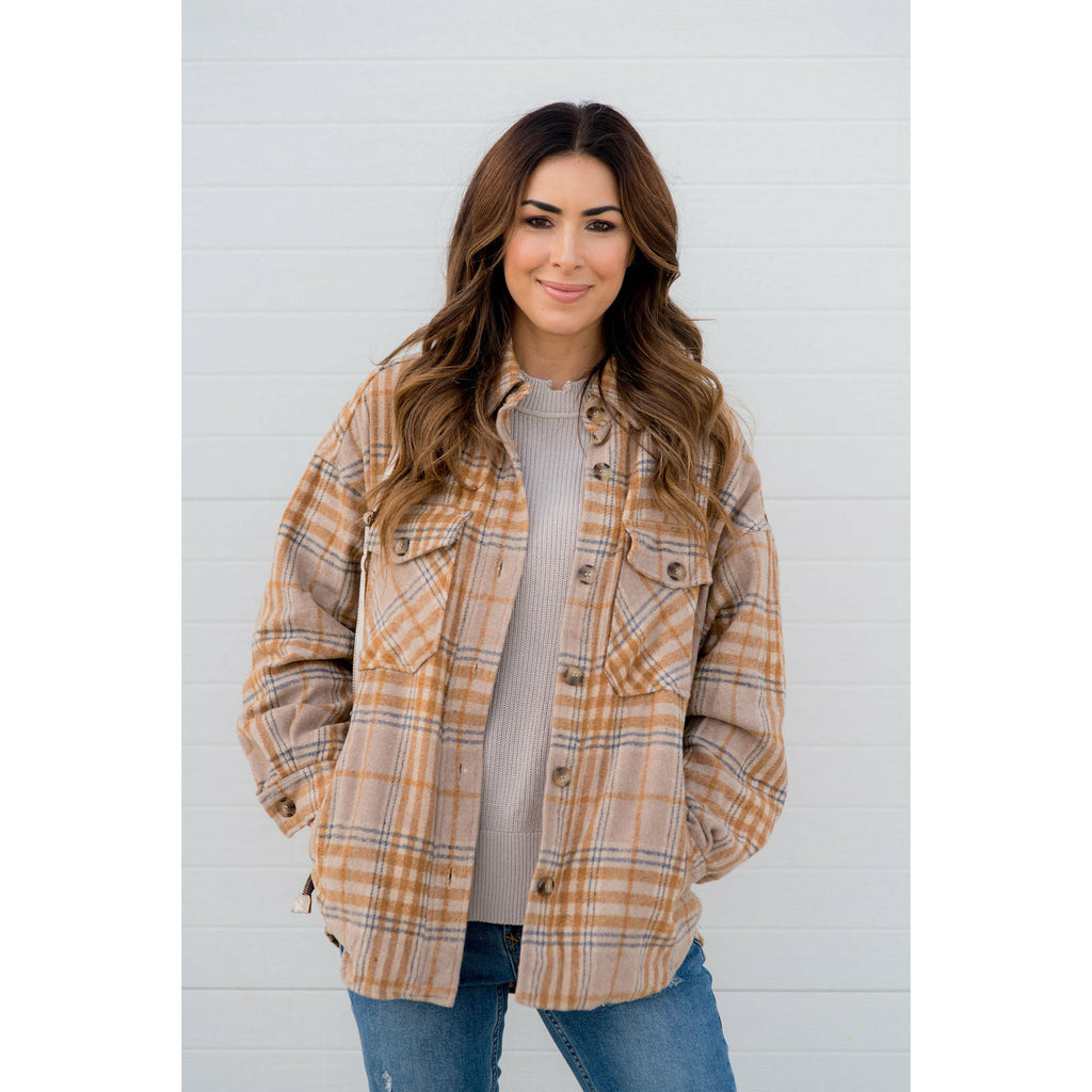 Lazy Days Neutral Toned Plaid Shacket - Betsey's Boutique Shop