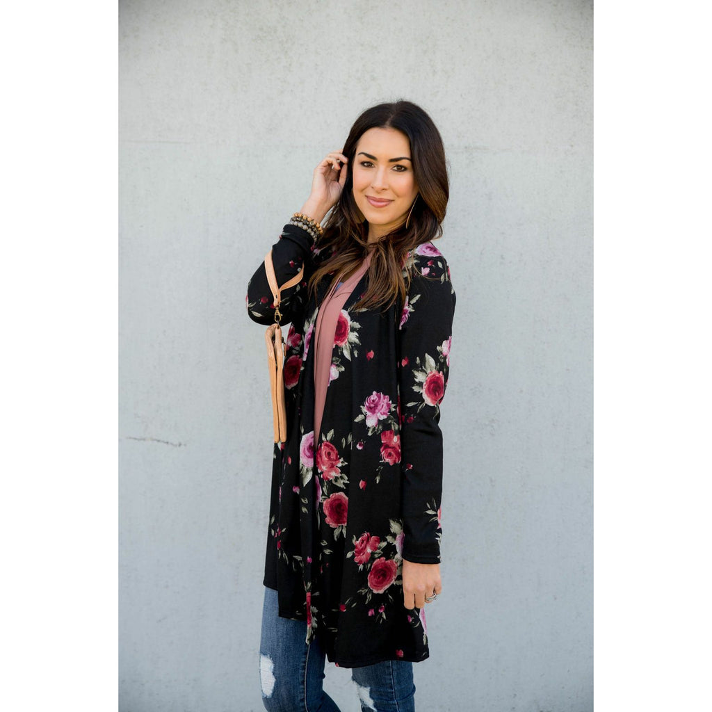 Floral Tunic Cardigan - Betsey's Boutique Shop - Coats & Jackets