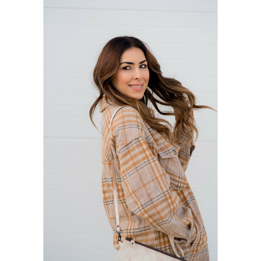 Lazy Days Neutral Toned Plaid Shacket - Betsey's Boutique Shop