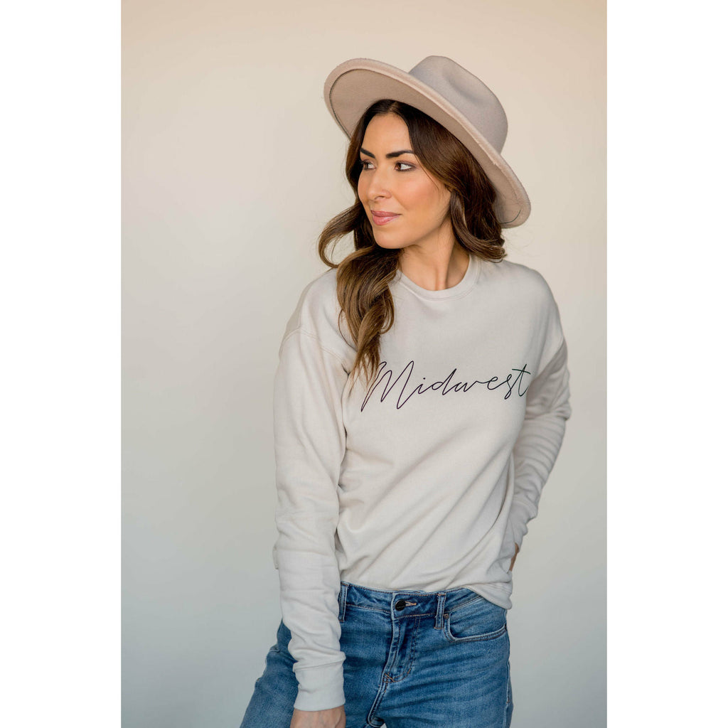 Midwest Cursive Graphic Crewneck - Betsey's Boutique Shop