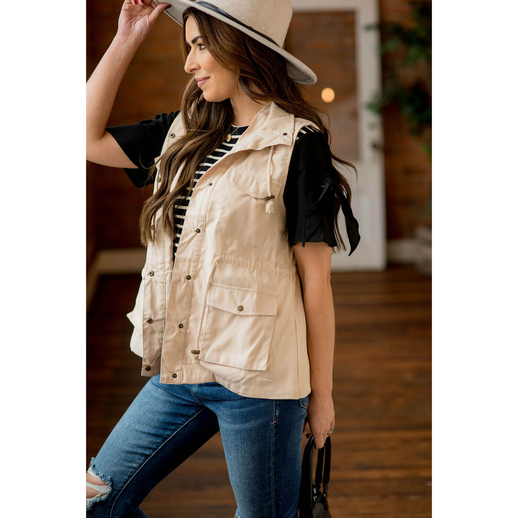 Cream Utility Vest - Betsey's Boutique Shop - Vests