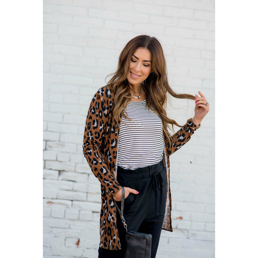 Leopard Print Tunic Cardigan - Betsey's Boutique Shop