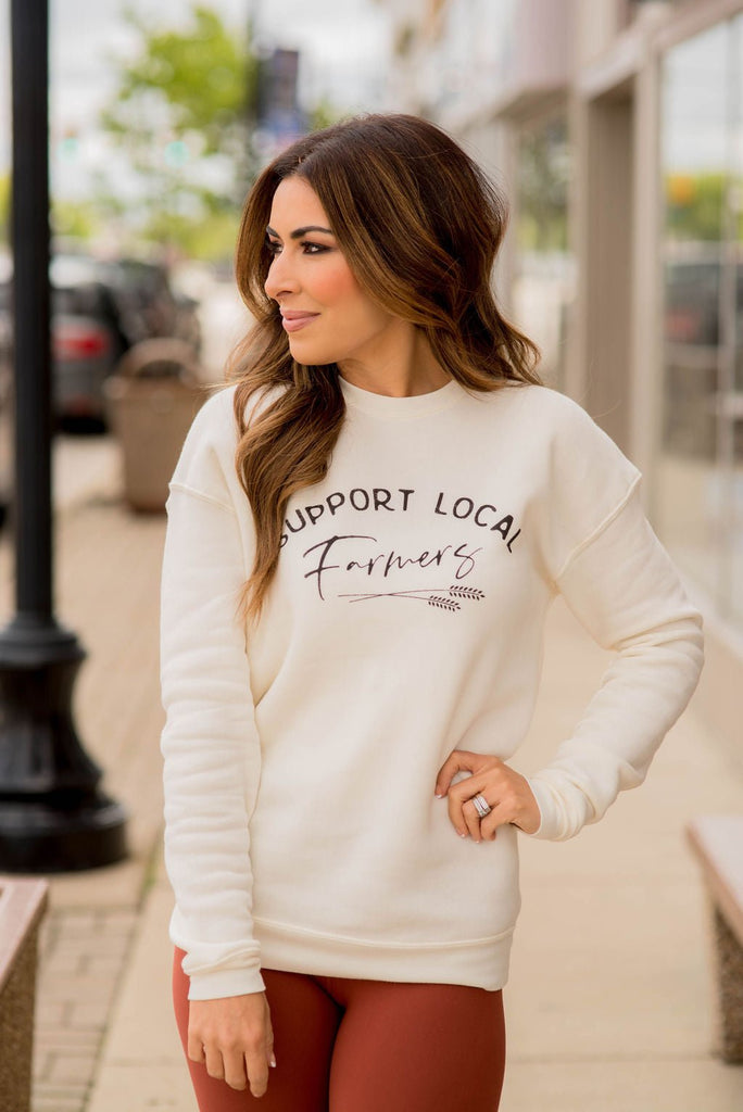 Support Local Farmers Wheat Crewneck - Betsey's Boutique Shop