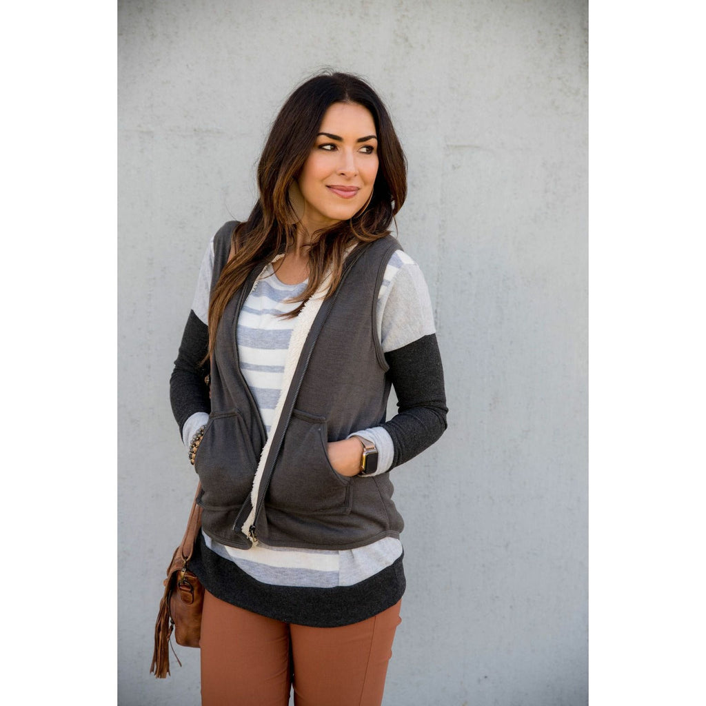 Sherpa Lined Vest - Betsey's Boutique Shop - Vests