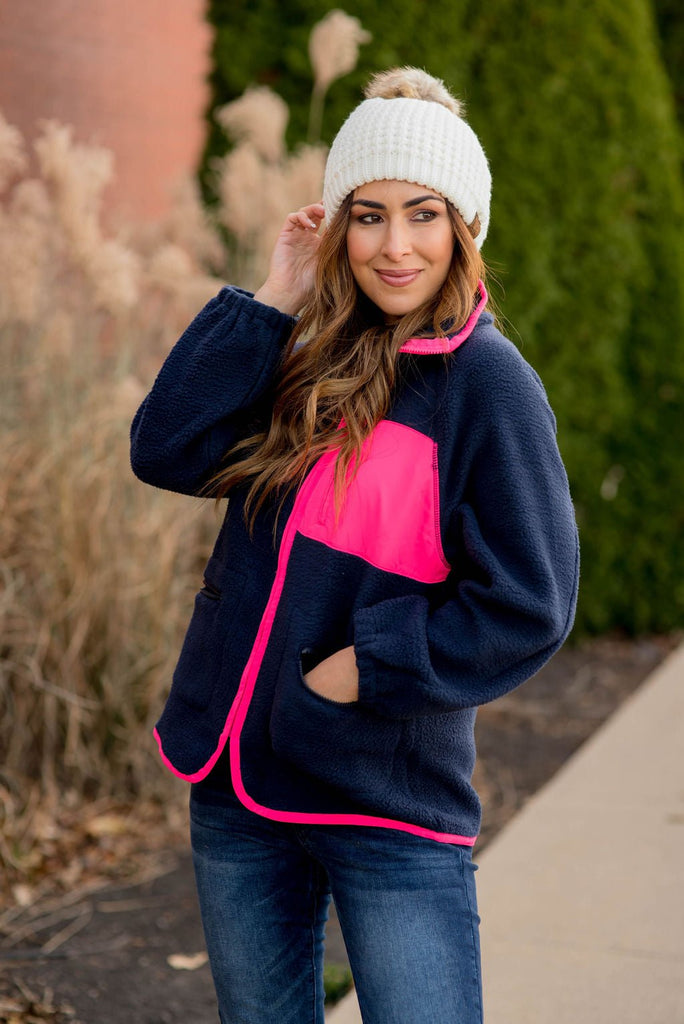 Color Pop Fleece Jacket - Betsey's Boutique Shop -