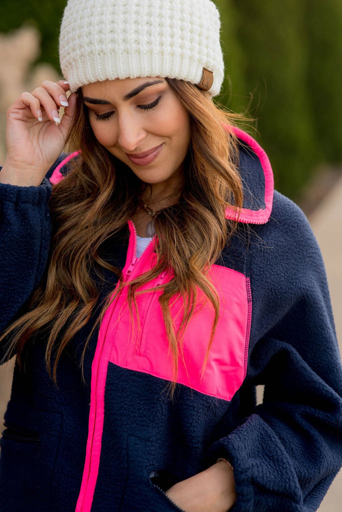 Color Pop Fleece Jacket - Betsey's Boutique Shop -