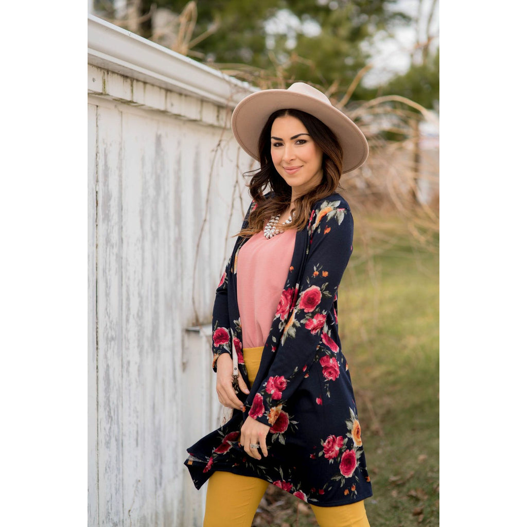 Floral Tunic Cardigan - Betsey's Boutique Shop - Coats & Jackets