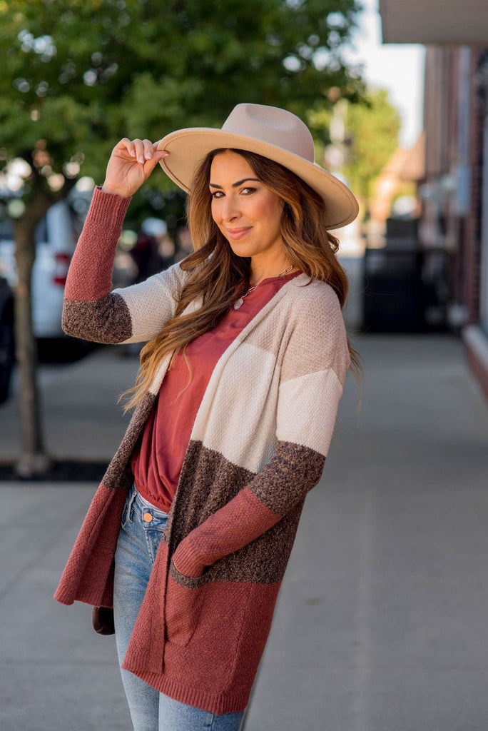 Lovely Textured Color Block Cardigan - Betsey's Boutique Shop