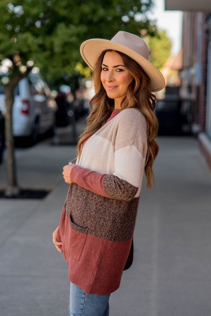 Lovely Textured Color Block Cardigan - Betsey's Boutique Shop