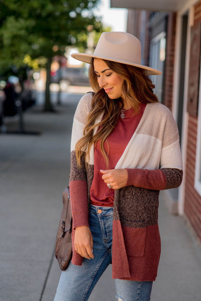 Lovely Textured Color Block Cardigan - Betsey's Boutique Shop