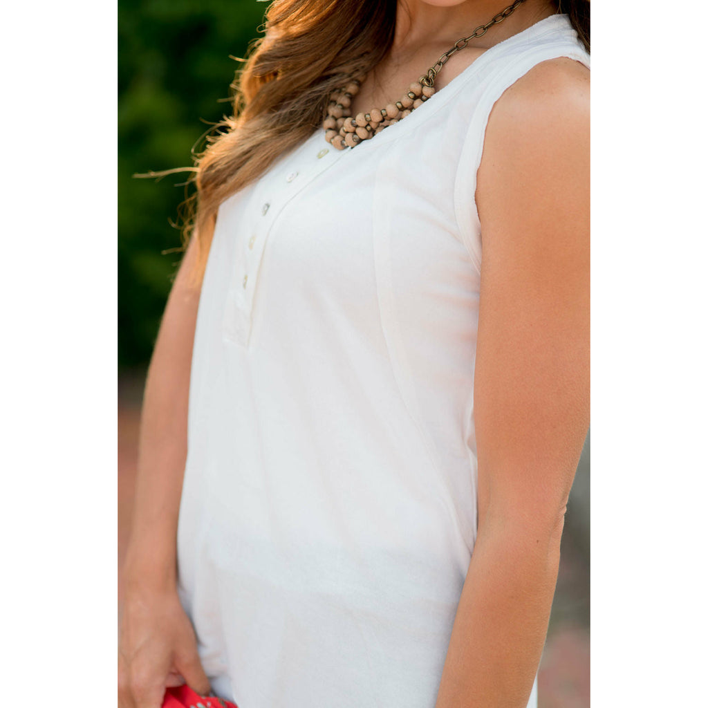 Raw Edge Button Tank - Betsey's Boutique Shop