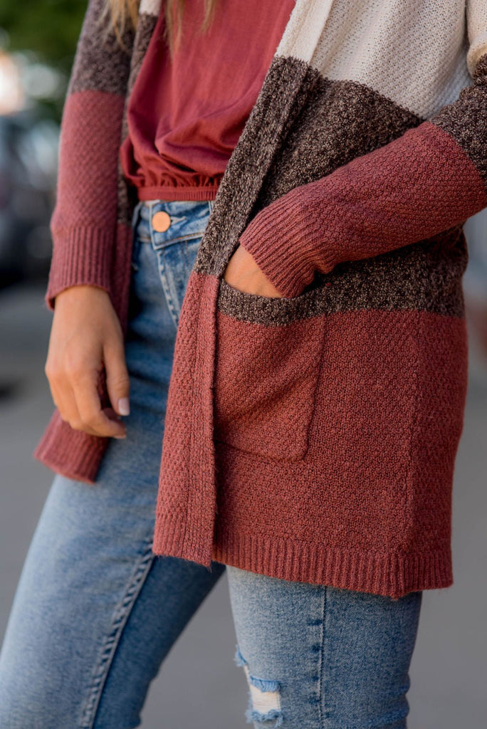 Lovely Textured Color Block Cardigan - Betsey's Boutique Shop