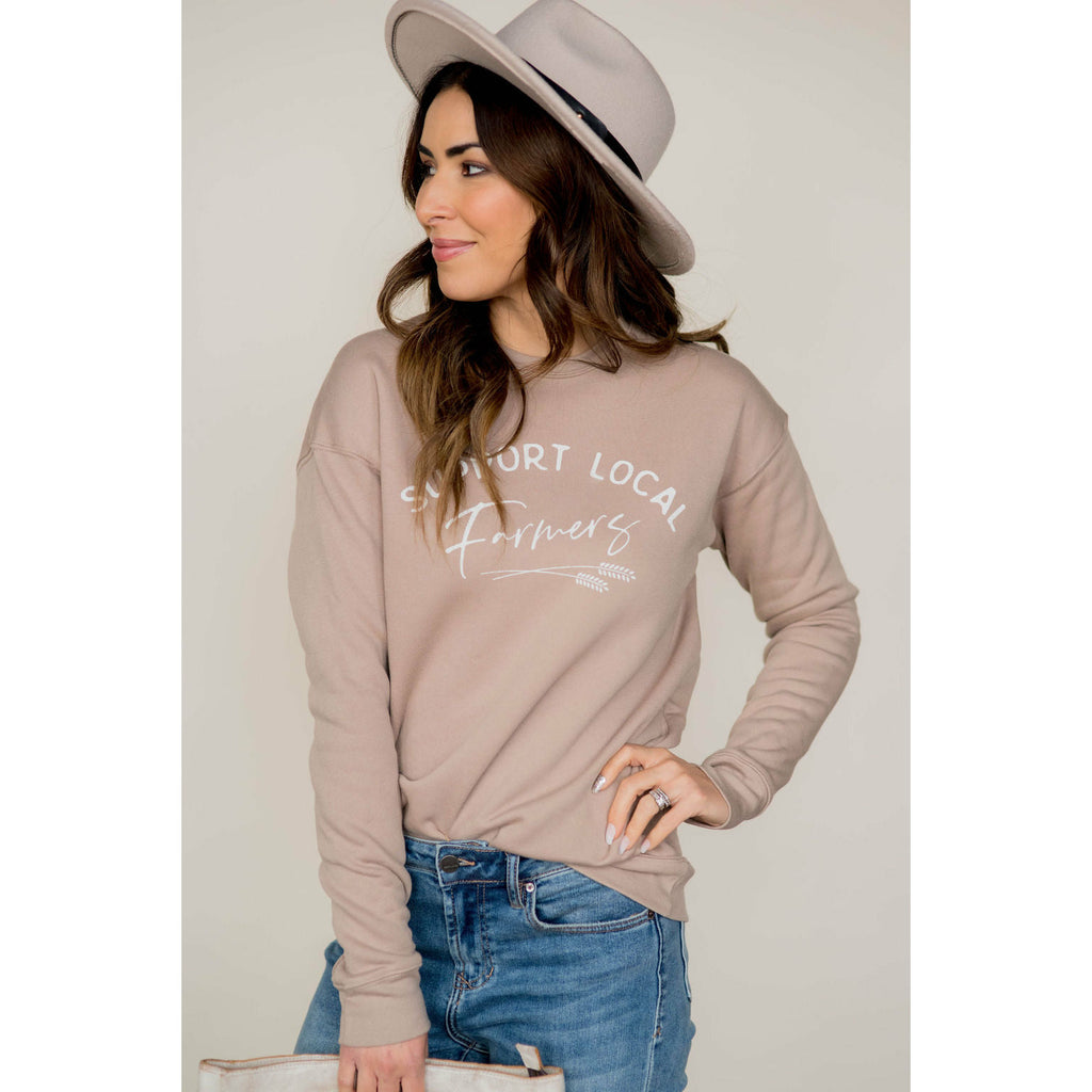 Support Local Farmers Wheat Crewneck - Betsey's Boutique Shop