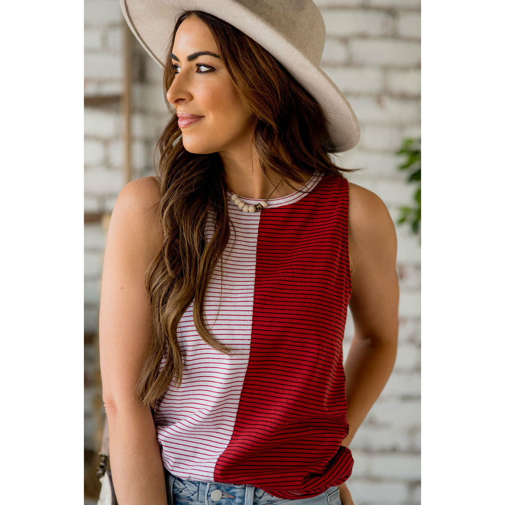 Split Stripe Tank - Betsey's Boutique Shop