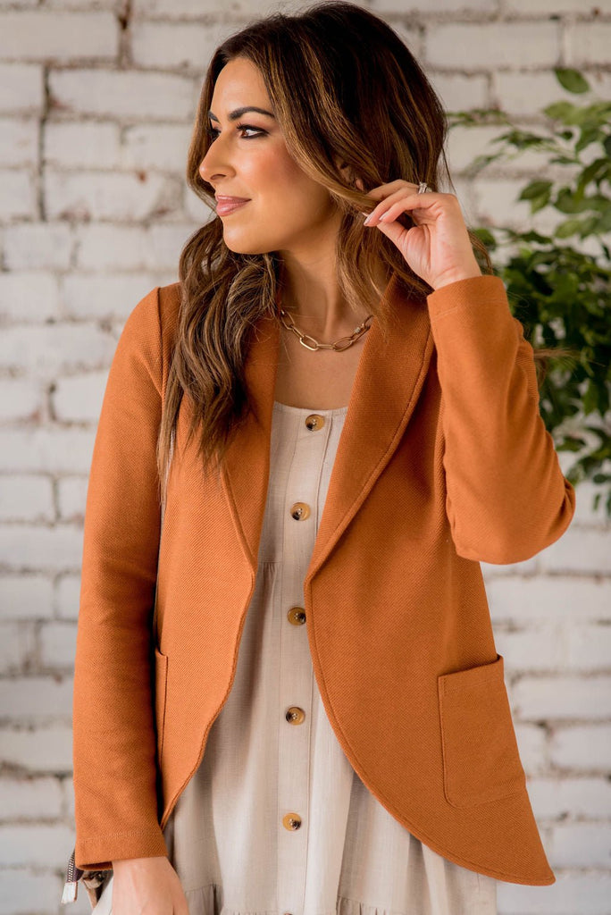 Woven Pocket Blazer - Betsey's Boutique Shop -