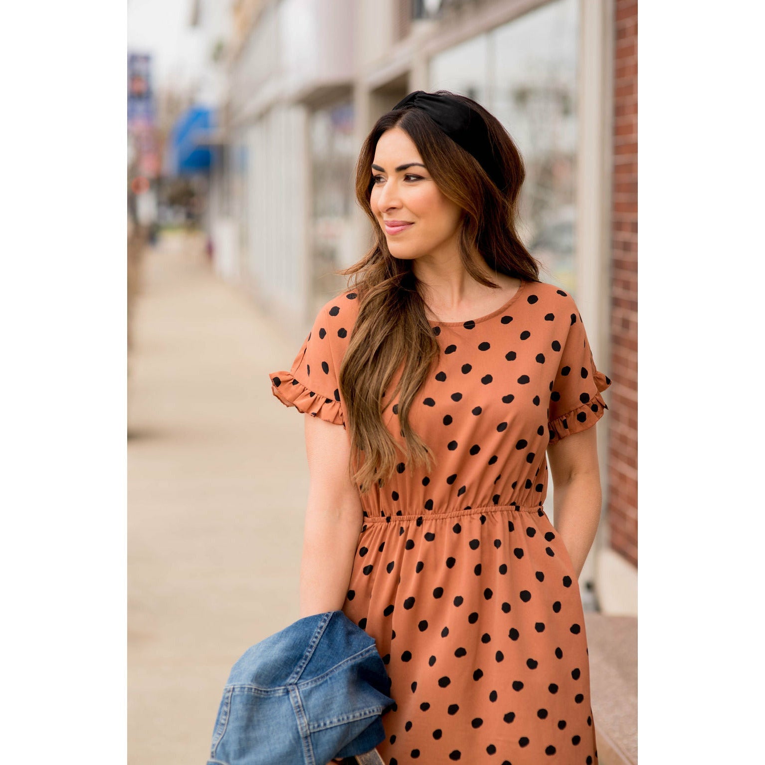 Pretty in Polka Dots Dress Camel / XL