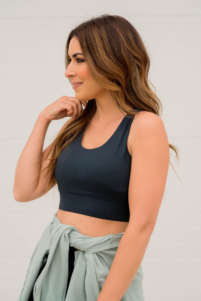 Cut Out Back Cropped Active Top - Betsey's Boutique Shop -