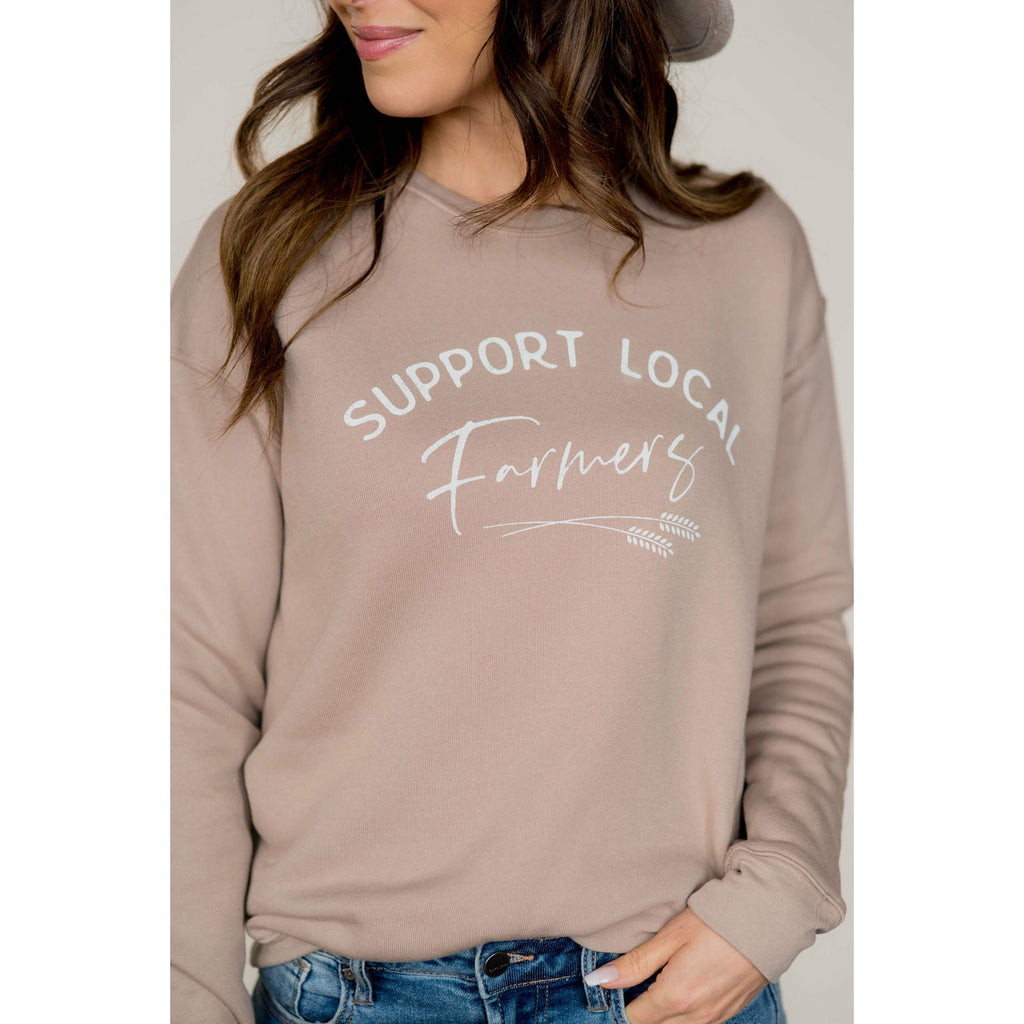 Support Local Farmers Wheat Crewneck - Betsey's Boutique Shop