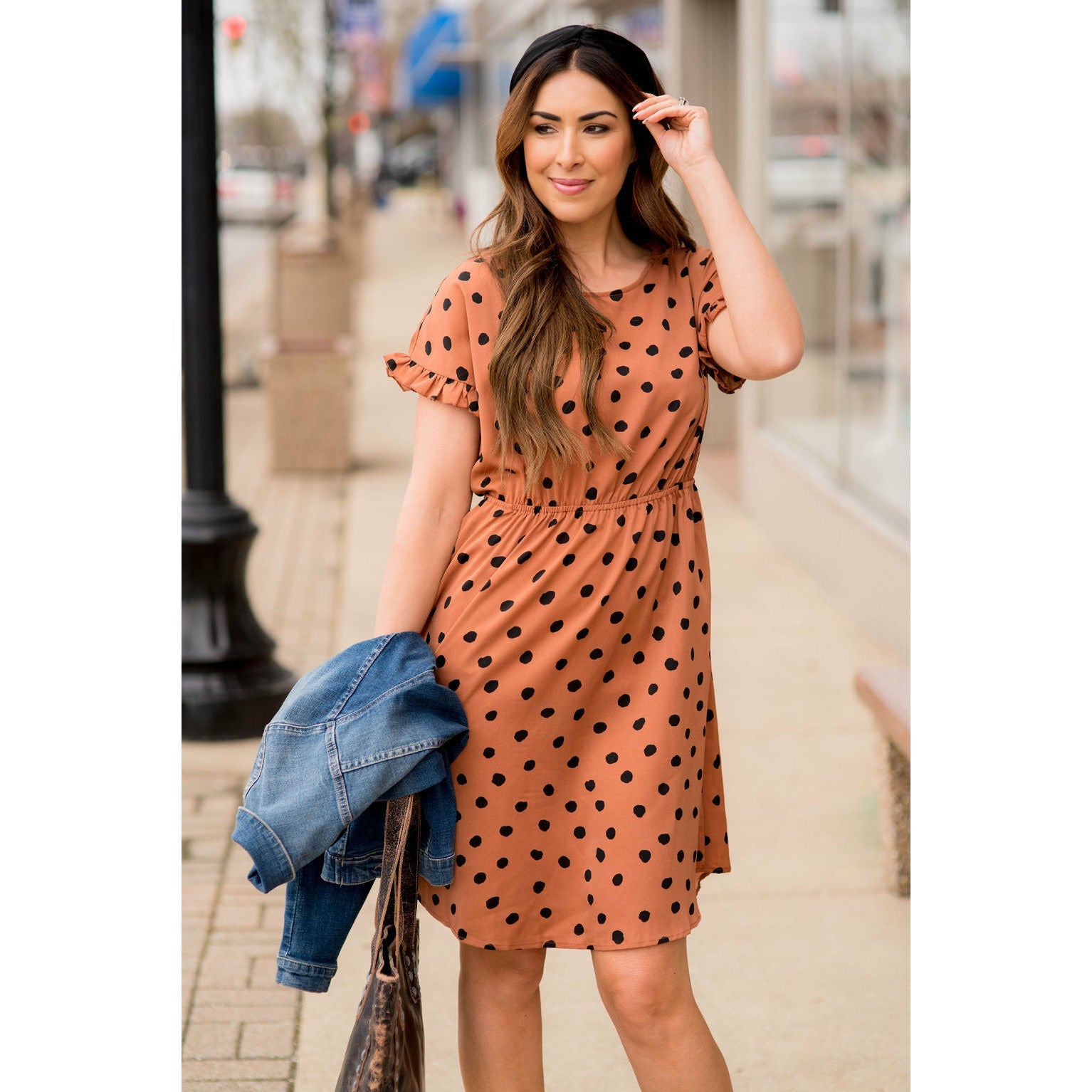 Pretty in Polka Dots Dress Camel / XL Pretty in Polka Dots Dress Camel / XL
