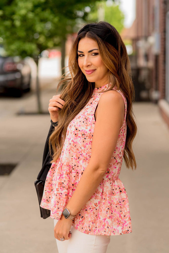 Brushed Blooms Peplum Tank - Betsey's Boutique Shop