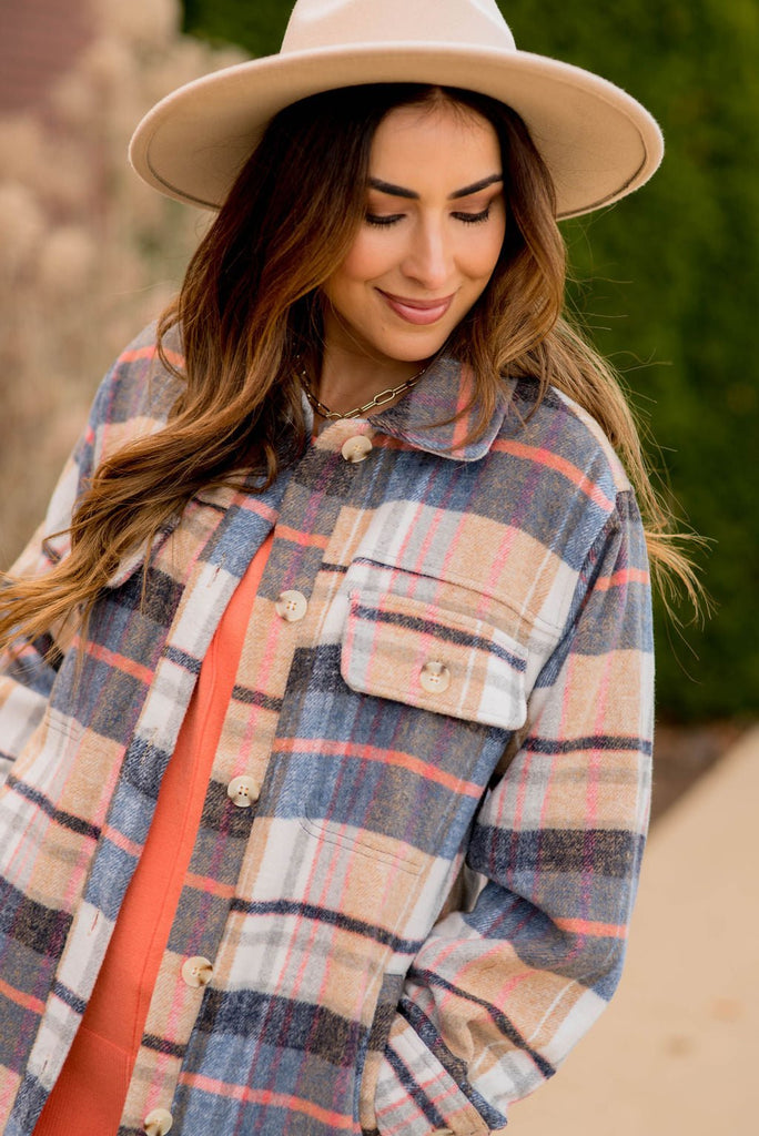 Out Of This World Plaid Shacket - Betsey's Boutique Shop -