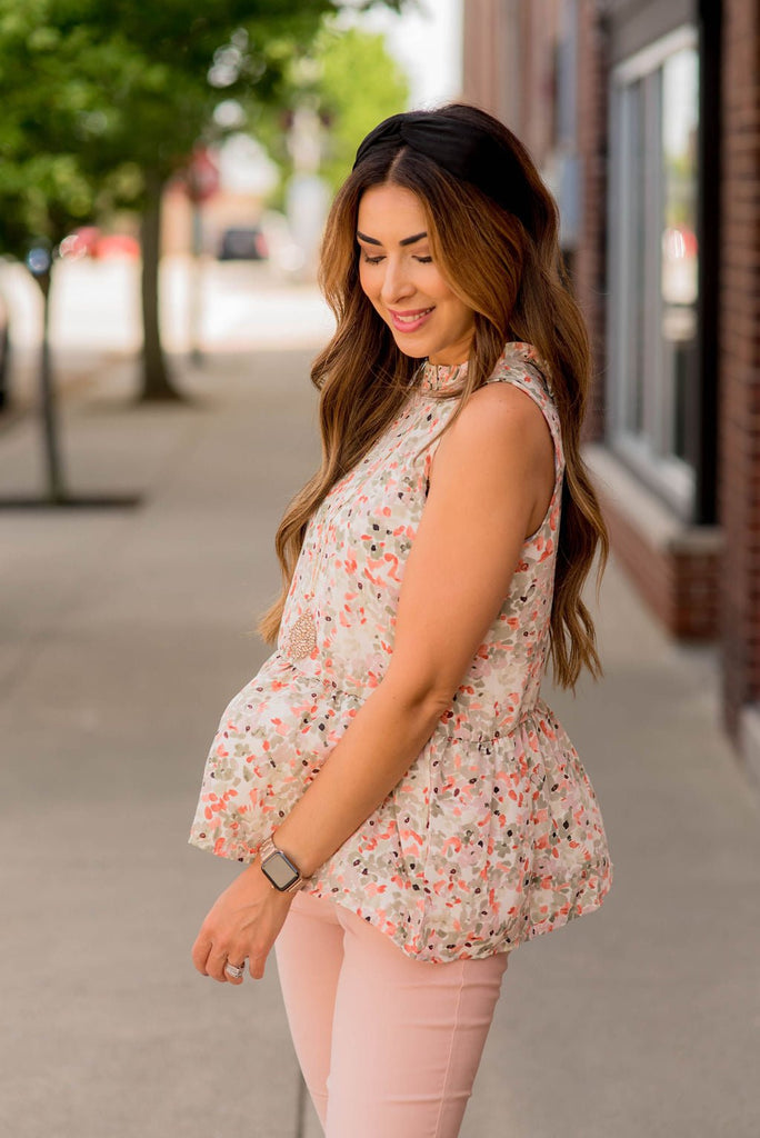 Brushed Blooms Peplum Tank - Betsey's Boutique Shop