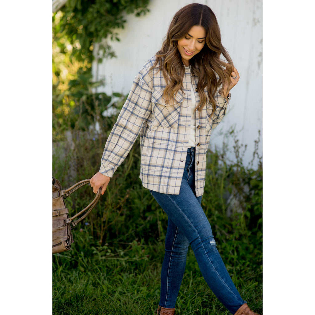 Small Grid Plaid Shacket - Betsey's Boutique Shop