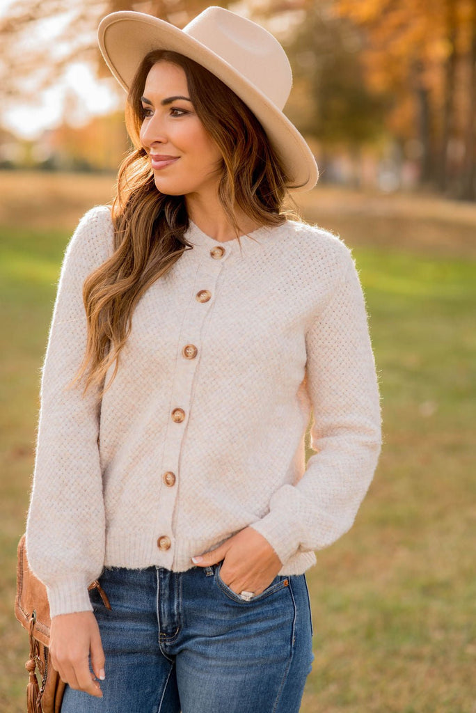 Woven Knit Button Cardigan - Betsey's Boutique Shop -