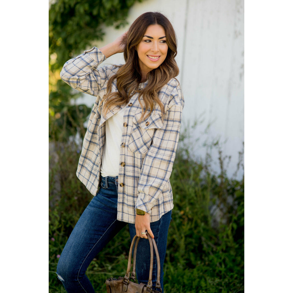 Small Grid Plaid Shacket - Betsey's Boutique Shop