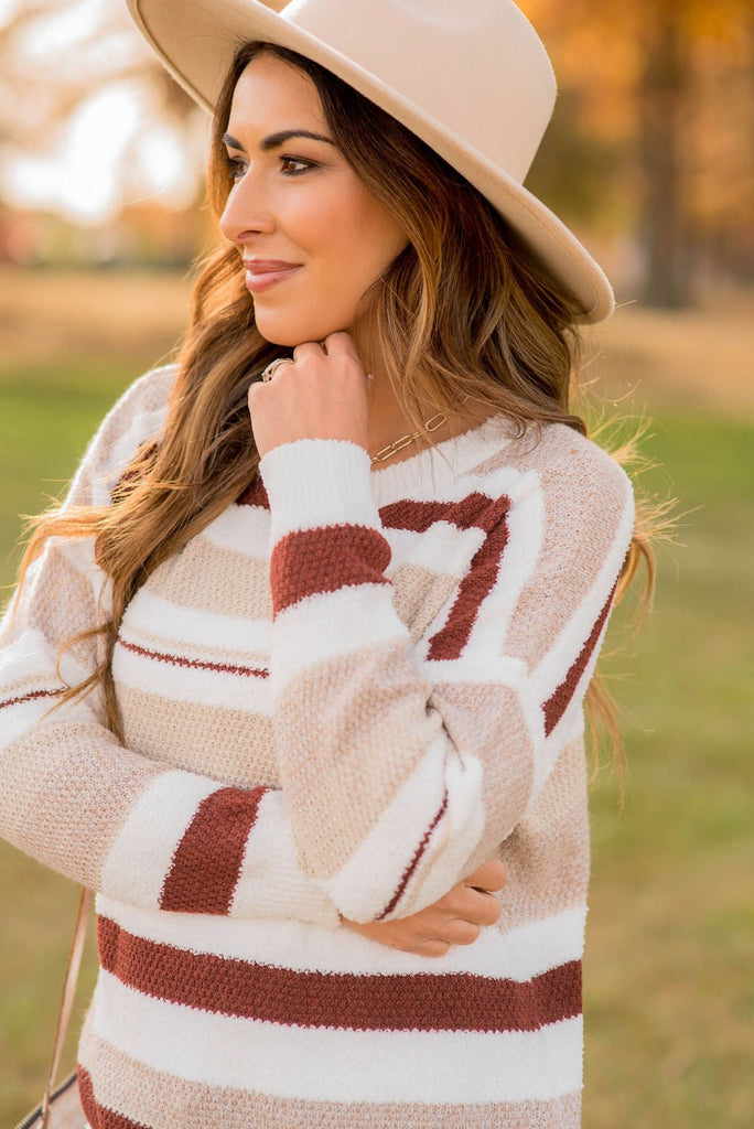 Woven Mixed Stripes Sweater - Betsey's Boutique Shop -